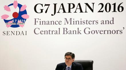 Der US-Finanzminister Jacob Lew spricht bei der G7 Konferenz der Finanzminister in Japan.