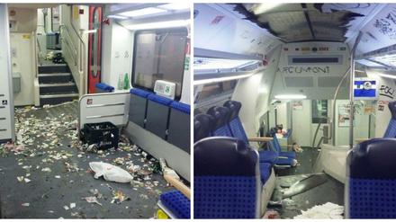 Nach der Fahrt. Diese Bilder aus dem Zug der Union-Fans zeigte die Bundespolizei.