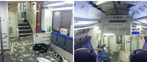 Nach der Fahrt. Diese Bilder aus dem Zug der Union-Fans zeigte die Bundespolizei.