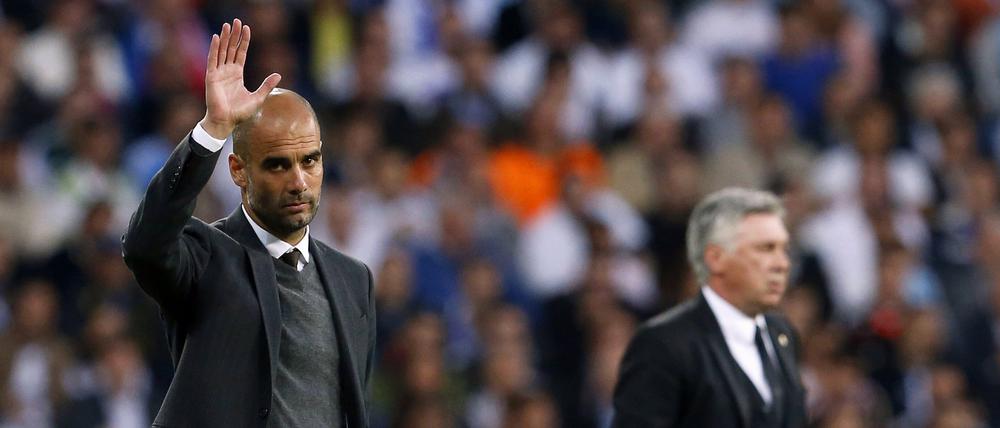 Vorgänger und Nachfolger bei den Bayern. Pep Guardiola (links) geht, Carlo Ancelotti (rechts) kommt.
