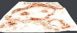 Rätselhafte Kreise. 3-D-Rekonstruktion der Steinstrukturen.