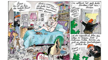 Gütertrennung. Eine Seite aus Claire Bretéchers "Agrippina – Allergien".