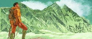 Gipfelstürmer. Umschlagmotiv für Jirō Taniguchis und Baku Yumemakuras "Der Gipfel der Götter":