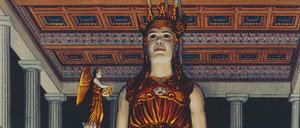 Schutzgöttin. Rekonstruktion der Athene, wie sie 447 vor Christus im Innern des Parthenon-Tempels auf der Akropolis aufgestellt wurde.