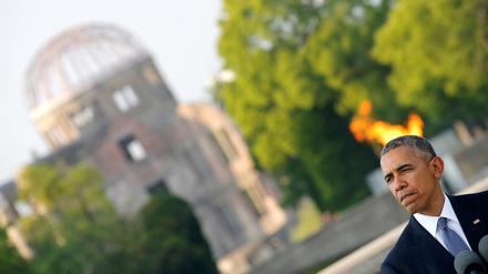 Gedenken an die Opfer der Atombombe: US-Präsident Barack Obama in Hiroshima. 