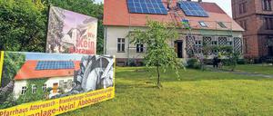 Weg damit. Die Solaranlage laufe dem Denkmalschutz für die Kirche zuwider, sagt die Behörde des Landkreises. Der Stromspender musste daher abgebaut werden.