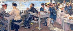 Feuchtfröhlicher Havelausguck. Dieses Bild vom idyllischen Biergarten des 1819 erbauten Blockhauses Nikolskoe malte Max Liebermann im Jahre 1916. 