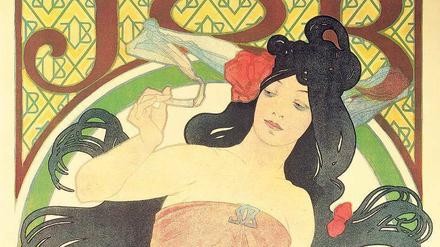 Lithografie für eine Zigarettenwerbung aus dem Jahr 1898 von Alphonse Mucha.