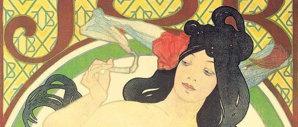 Lithografie für eine Zigarettenwerbung aus dem Jahr 1898 von Alphonse Mucha.