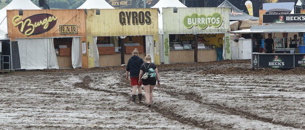 Schlammwüste: das Festivalgelände von "Rock am Ring" in der Eifel.