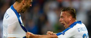 Gut gebrüllt. Emanuele Giaccherini (r.) feiert sein Tor mit Leonardo Bonucci.