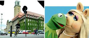 Manamana, Menno-Menno! Links Rathaus, rechts Muppetshow.