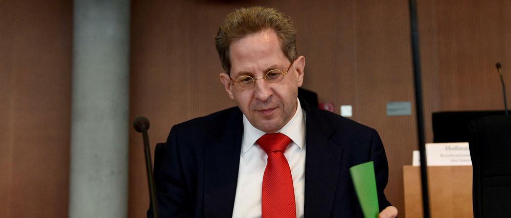 Verfassungsschutzpräsident Hans-Georg Maaßen am Donnerstag im Saal des Paul-Löbe-Hauses in Berlin.