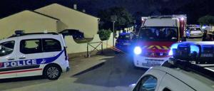 Der Tatort des Doppelmordes an einem Polizisten und seiner Partnerin in der Nähe von Paris