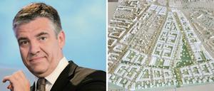 Frank Steffel kritisiert die Senatspläne für den Flughafen Tegel (rechts).