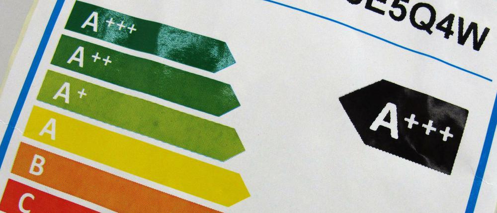 Ein Hinweisschild mit Ausweisung der Energieeffizienzklasse.