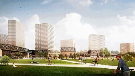 Das Bauprojekt "Urbane Mitte" wird den Gleisdreieck-Park mit Hochhäusern einrahmen.
