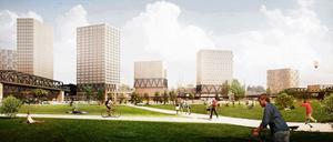 Das Bauprojekt "Urbane Mitte" wird den Gleisdreieck-Park mit Hochhäusern einrahmen.