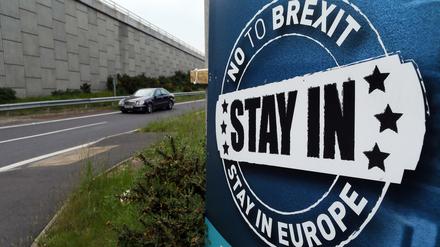 Ein "No To Brexit"-Schild in Nordirland, fotografiert am 7. Juni 2016. 