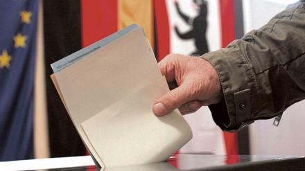 Wahl-Urne bei der Wahl zum Berliner Abgeordnetenhauses.