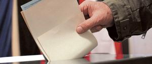 Wahl-Urne bei der Wahl zum Berliner Abgeordnetenhauses.