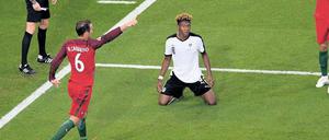 Er war’s! Die portugiesischen Abwehrspieler Ricardo Carvalho und Pepe (r.).