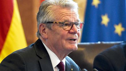 Bundespräsident Joachim Gauck spricht am 23.06.2016 in der Aula der Universität in Sofia (Bulgarien) bei einer Diskussionsveranstaltung mit Studierenden. 