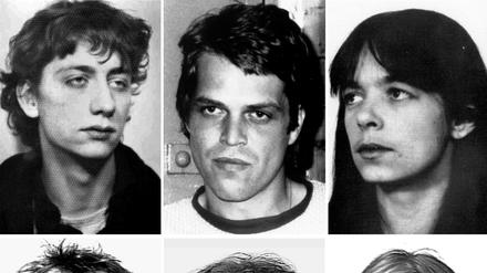 Fahndungsfotos und Alterssimulationen von Burkhard Garweg (l-r), Ernst-Volker Staub und Daniela Klette