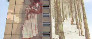 Von dem spanischen Künstler Borondo stammt das Wandgemälde auf einem Hochhaus in Tegel-Süd. Anwohner finden es deprimierend.