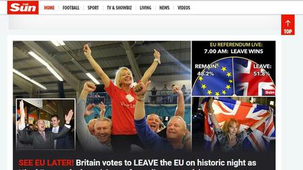 "The Sun" jubelt über den Brexit