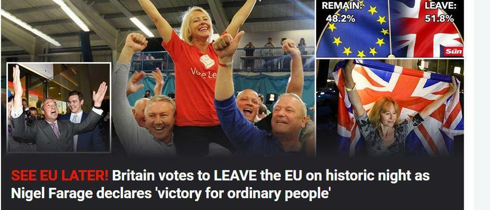 "The Sun" jubelt über den Brexit
