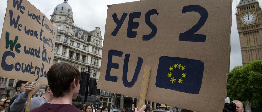 Die 48 Prozent, die gegen Brexit gestimmt haben, wehren sich gegen das Votum.