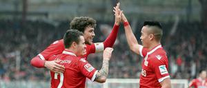 Spieler des 1. FC Union Berlin im März beim Spiel gegen FSV Frankfurt.