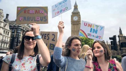 Zukunftsangst. In London protestieren junge Briten gegen den Ausgang des Referendums. Die Hauptstadt hatte sich im Gegensatz zum Rest des Landes mehrheitlich für die EU-Mitgliedschaft ausgesprochen. 