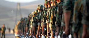 Soldaten der Neuen Syrischen Armee, die von den USA in Jordanien ausgebildet werden.