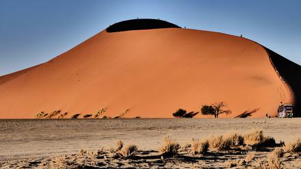 Läusebefall? Nein, nur Menschen bewandern die berühmte Düne 45 im Sossusvlei.
