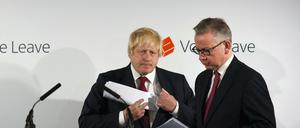 Der eine packt ein, der andere tritt an - war das etwa der Plan von Michael Gove (rechts)? Boris Johnson tritt jedenfalls nicht als Premier-Kandidat an. Am vorigen Freitag standen sie noch gemeinsam auf der Bühne. 