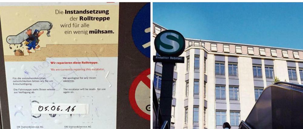 "... ein wenig mühsam". Die Rolltreppe ist mal wieder kaputt.