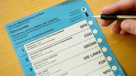 EDie Qual der Wahl... Ein Stimmzettel von 18. September 2011. Genau fünf Jahre später wird in Berlin wieder gewählt.
