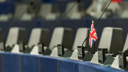 Eine britische Flagge im EU-Parlament.
