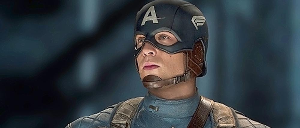 Kinoheld. Chris Evans verkörpert Captain America auf der Leinwand.