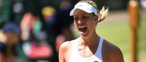 Angelique Kerber schreit all ihre Freude heraus.