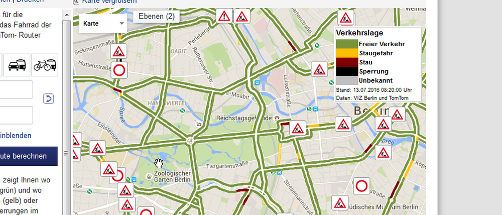Huch, alles grün! Die Verkehrsseite von der VIZ ...