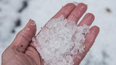 Eiskalt erwischt. Dicke Hagelkörner fielen am Mittwoch vom Berliner Himmel.
