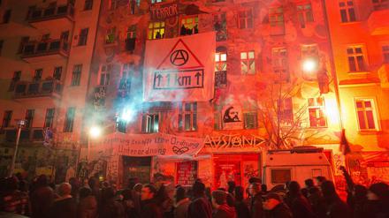 Immer wieder Ärger in der Rigaer. Hier ein Archivbild aus dem Frühjahr 2016.