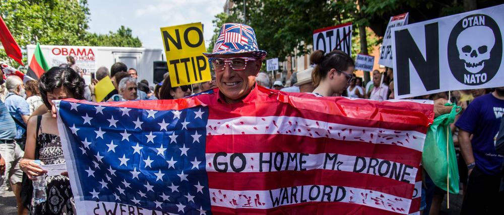 Protest in Spanien. US-Präsident Barack Obamas Besuch wurde von Demonstrationen begleitet.