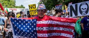 Protest in Spanien. US-Präsident Barack Obamas Besuch wurde von Demonstrationen begleitet.  