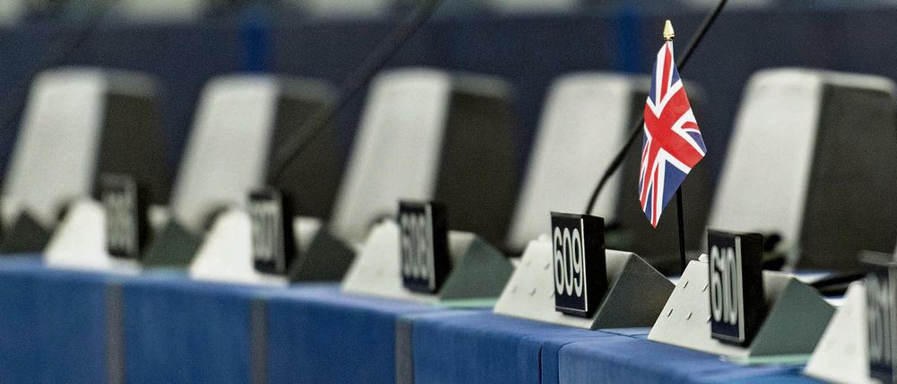 Eine einsame britische Flagge ist im Europaparlament in Strasbourg zu sehen. 70 Prozent der Deutschen finden den Brexit schlecht. 