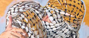 Liebe undercover. Das Gemälde „Intifada“ des in Polen geborenen und in Wien lebenden Künstlers Michal Rutz. Infos zu ihm unter: www.michalrutz.com.