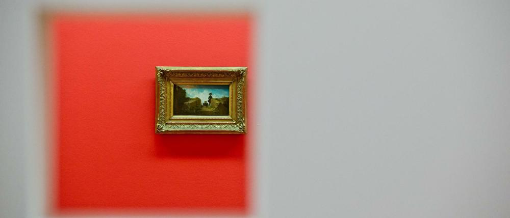 Carl Spitzwegs Bild "Der strickende Wachposten" 2014 in einer Ausstellung des Museums Georg Schäfer in Schweinfurt. Das neue Gesetz, das unter anderen national besonders wertvolle Kunst unter besonderen Schutz stellt, passierte am 8. Juli 2016 den Bundesrat.